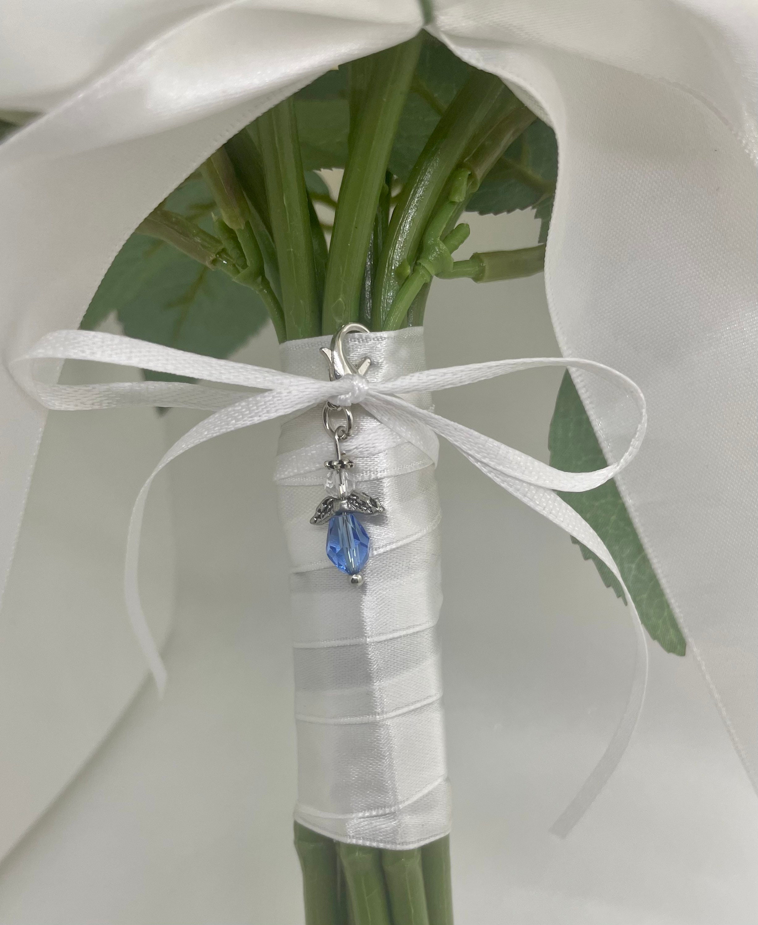 Something Blue Angel Wedding Bouquet Charm, Something Blue for