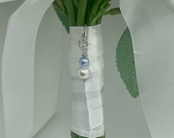 Bridal Bouquet Charm. Garter Charm. Something Blue. Bouquet Accessory, Wedding Keepsake. Sterling Silver Plated or Rose Gold