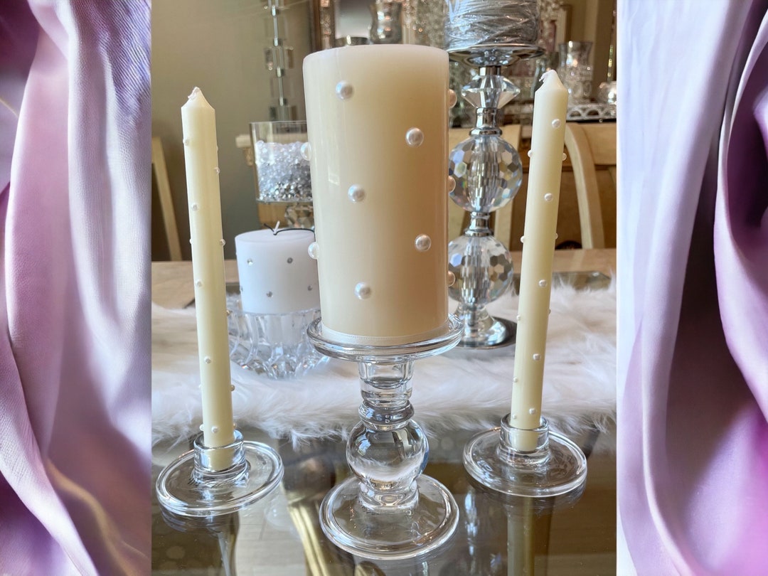 Crystal Unity Candle Holders. 2 Taper and 1 Pillar Candle Holders