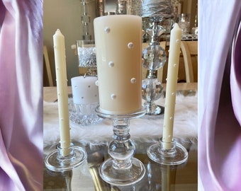 Crystal Unity Candle Holders. 2 Taper and 1 Pillar Candle Holders. Church Wedding Ceremony. Personalization