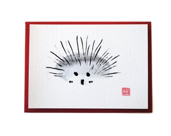 Chan Ink Painting 'Echidna' Art Card