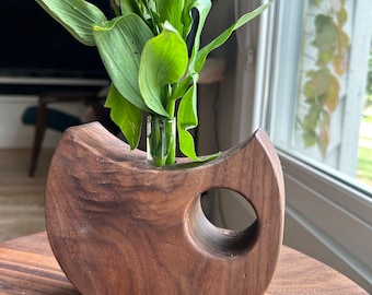 Solid Walnut Bud Vase & Propagation Station