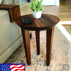 Solid Walnut 16" Round Side Table