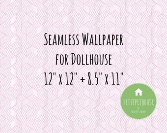 Printable Seamless Modern Dollhouse Wallpaper - 12"x 12" Instant Download Digital Paper for Miniature Doll house Use