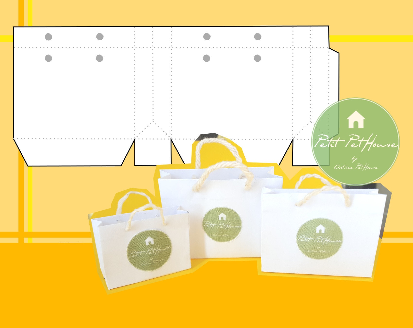 Printable mini designer shopping bags! Only $1.00 at Tinyf