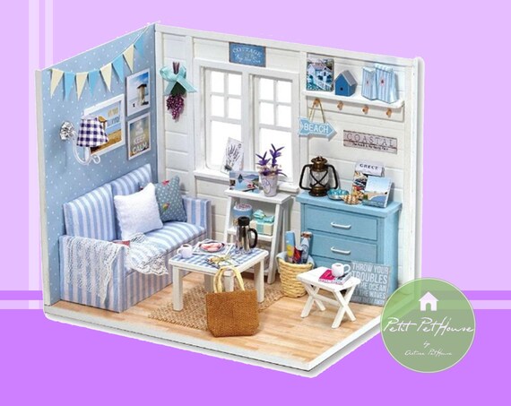 1 24 Scale Diy Miniature Sunshine Living Room Kit With Dust Cover Free Shipping