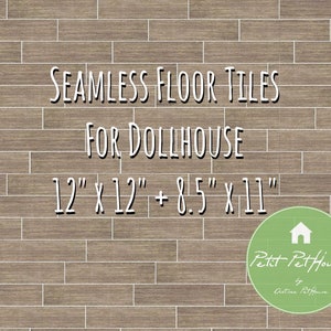 Printable Seamless Wooden Floor Dollhouse Flooring - 12&quot; x 12&quot; Instant Download Digital Paper for Miniature Dollhouse Use
