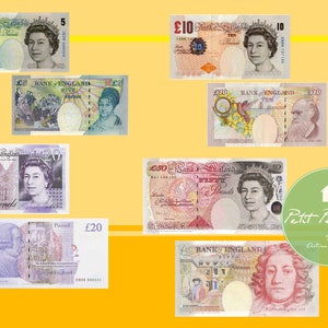 printable 1 6 miniature scale british pounds sterling banknote etsy