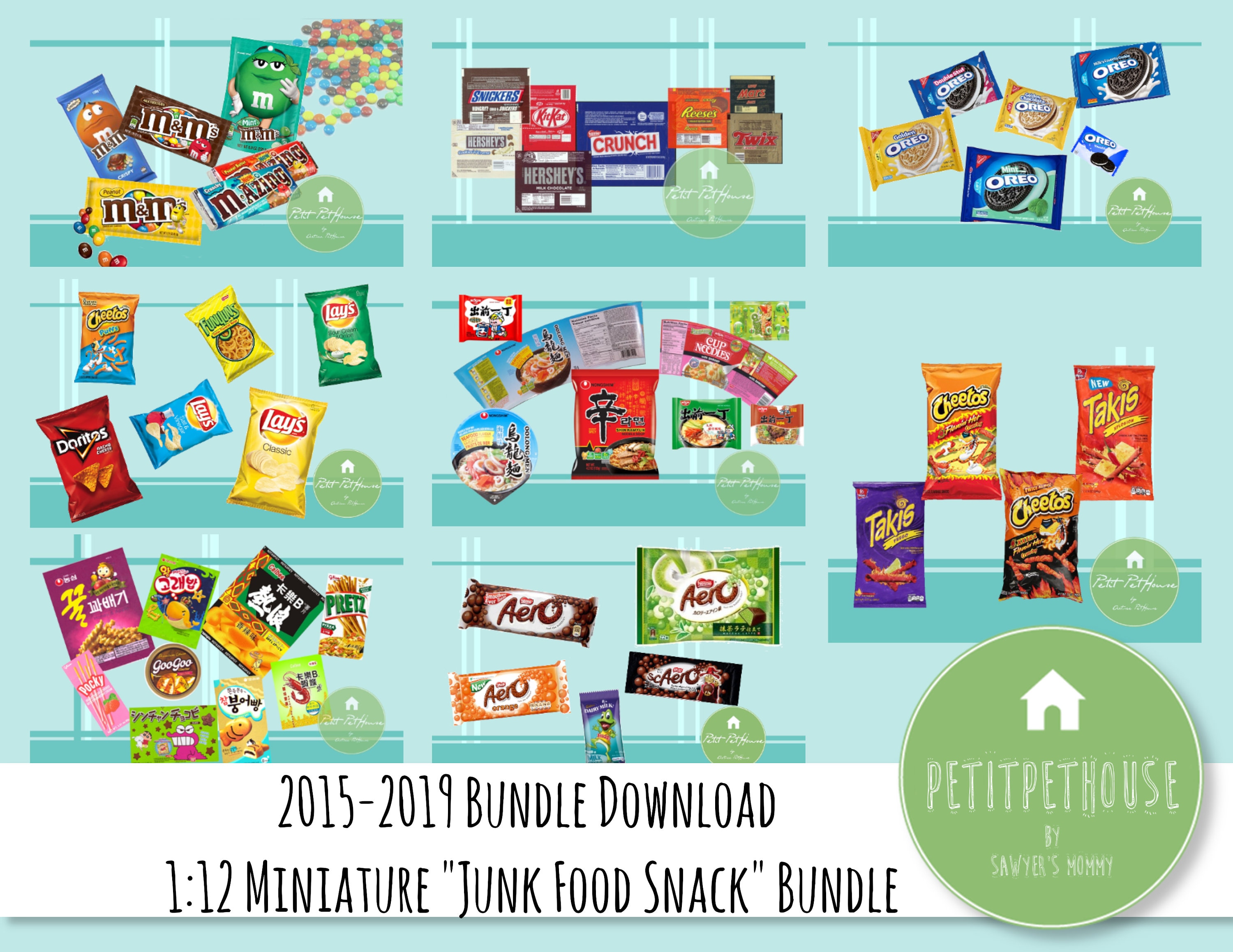 Printable 1:12 Miniature Junk Food Snack 8-in-1 Bundle for - Etsy Australia