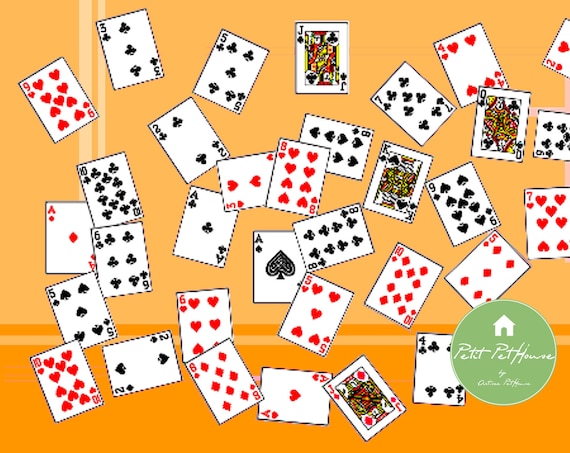 printable 1 4 miniature scale deck of playing cards 52 2 etsy