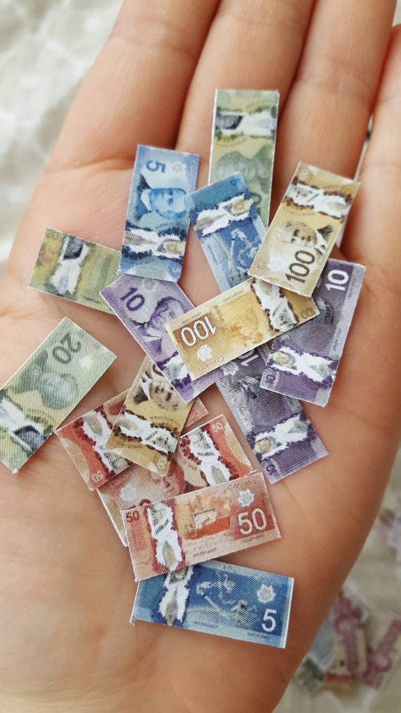 printable 16 miniature scale canadian dollar banknote
