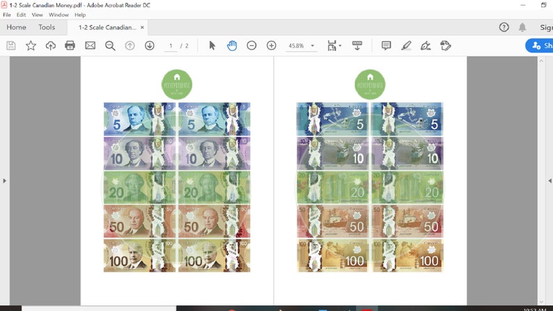 printable canadian play money bundle for kids pretend play