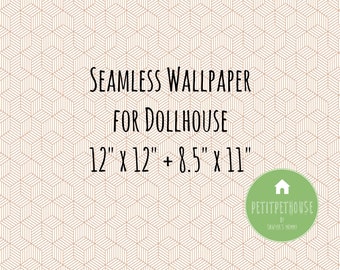 Printable Seamless Modern Dollhouse Wallpaper - 12"x 12" Instant Download Digital Paper for Miniature Doll house Use