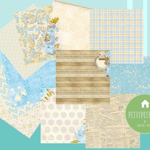 Printable 1:12 Miniature Scale Scrapbook Paper Set (12 Pieces), Mini Doll House Scrap Book Paper for Dollhouse Display [Ver 1]