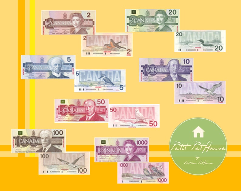 Printable 1 6 Scale Miniature Old Paper Canadian Dollar Etsy