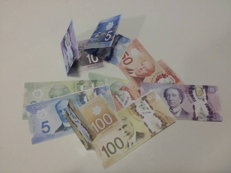 printable canadian play money bundle for kids pretend play