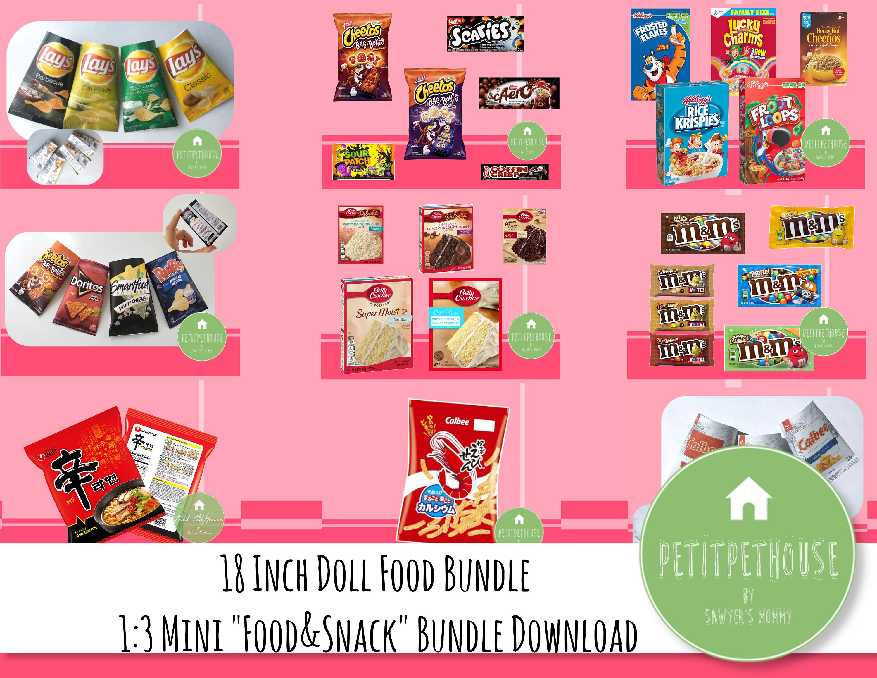 Printable 1:3 Mini 18 Inch Doll Junk Food Snack 9-in-1 Bundle - Etsy