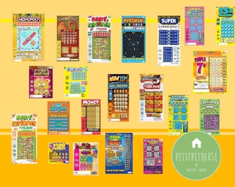 Printable 1 6 Miniature Play Scale Lottery Scratch Cards 28 Types