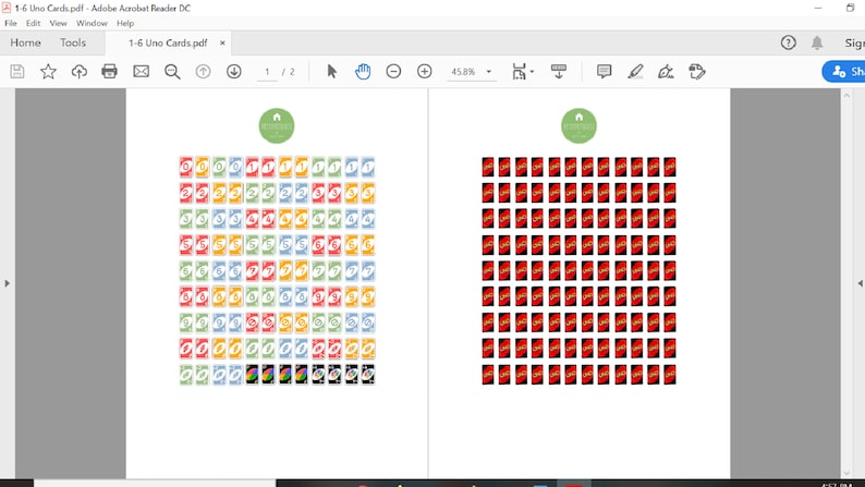 printable 16 miniature play scale uno card game 108 cards