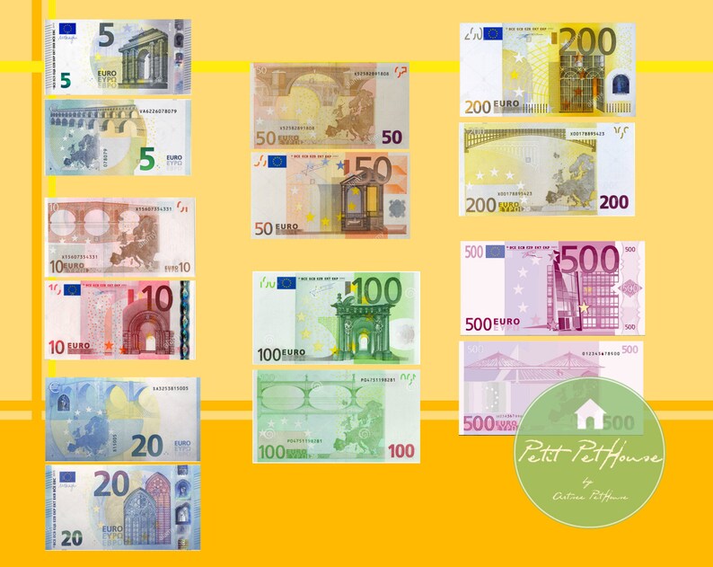 Printable 1:6 Miniature Scale Euro Money Banknote Bills | Etsy