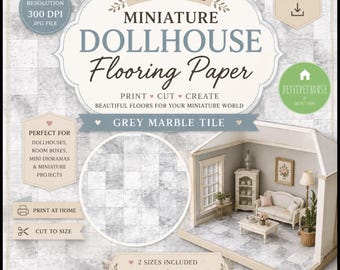 Dollhouse Flooring Printable Tile | Miniature Floor Pattern 1:12 Scale | DIY Dollhouse Decor PDF | Instant Download Wallpaper Tiles