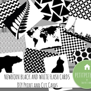 Instant Download | Newborn Baby Black and White Flash Cards (Set of 15) | High Contrast Flash Cards for Babies | Infant Stimulation Cards