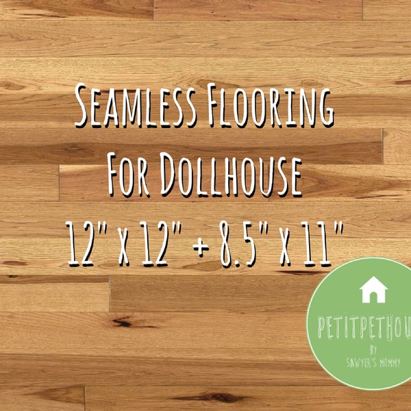 Printable Seamless Wooden Floor Dollhouse Flooring - 12" x 12" Instant Download Digital Paper for Miniature Dollhouse Use