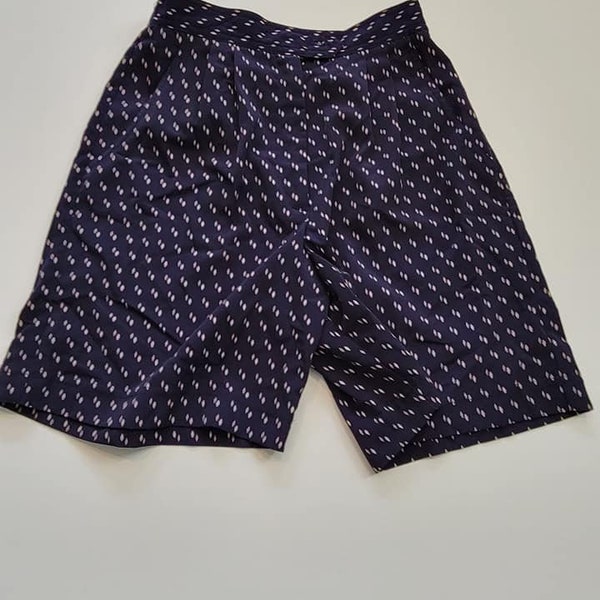 Vintage Lilly's of Beverly Hills High Waist Shorts Diamond Pattern Navy Blue