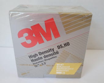 Disquetes antiguos nuevos de 3 M de alta densidad, formato HD, IBM, paquete de 10 unidades, 5-1/4".