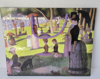 ジョルジュ・スーラ作「公園での日曜日」のヴィンテージ希少絵画ギフトバッグプレゼント