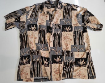 Vintage Tori Richard Black and Tan Color Block Hawaiihemd Größe 2XL Viskose