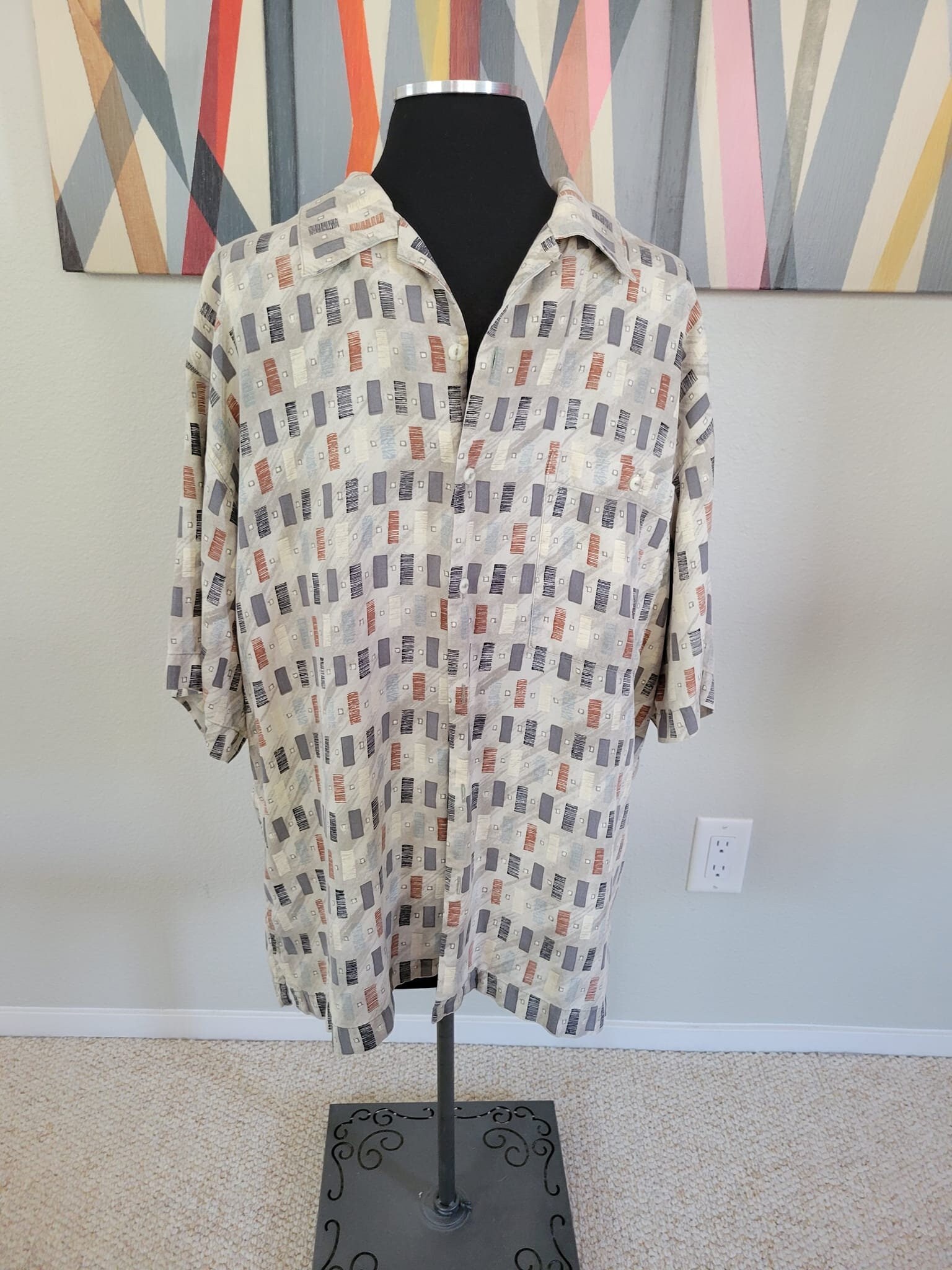 Vintage Burma Bibas 100% Silk Hawaiian Shirt Retro Pattern Size Medium -  Etsy