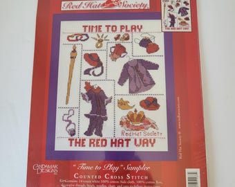 ヴィンテージ Candamar Designs Red Hat Society クロスステッチキット 51483 遊びの時間
