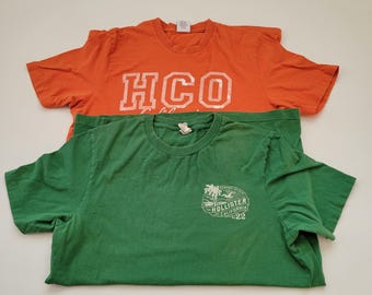 Lot of 2 Vintage Hollister T Shirts Orange Green Size Medium Single Stitch