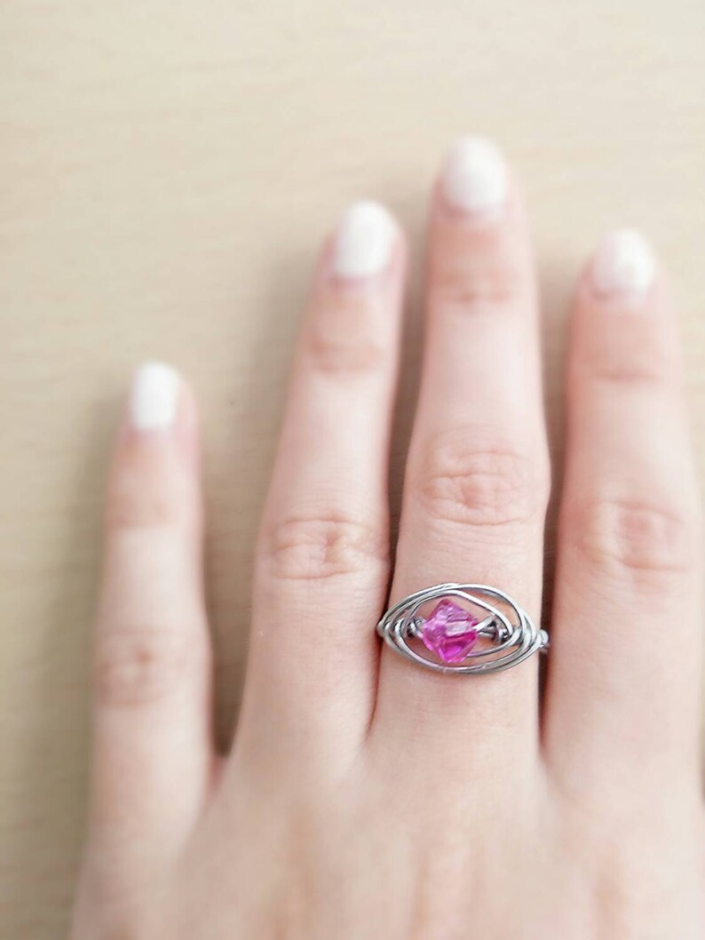 Pink stone boho ringaventurine green stone ringboho pink ringwire wrapped ringboho wire ringhippie ringhippie wire ringadjustable