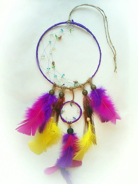 Boho Purple Crescent Moon Dreamcatcher Boho Dorm Room Decor Gypsy Decor Purple Dreamcatcher Boho College Room Decor Boho Nursery Decor