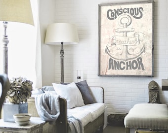 Nautical Decor Any Color Gift Meditation Breathe Anchor Room Living Room Bedroom yoga 8x10 9x12 11x14 16x20 18x24