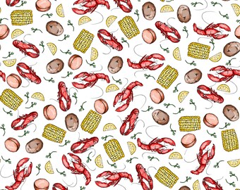 Cajun crawfish boil seamless pattern