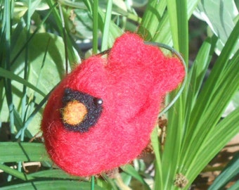 Cardinal Needle Felt, Needle Felted Bird, Miniature Cardinal, Bouquet Embellishment, Bridal Bouquet Decoration, Floral Stem, Floral Decor