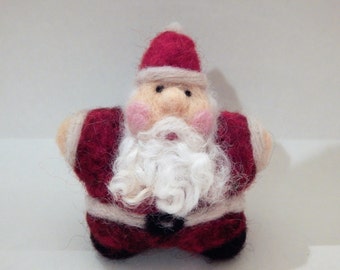 Santa Needle Felt, Needle Felted Santa Plush, Wool Santa Claus Decoration, Wool Santa Plushie, Wool Santa Ornament, Made to Order Christmas