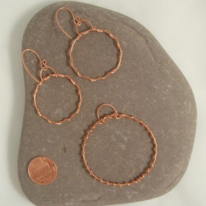 Copper Circle Balanced Pendant Necklace and Earrings simple clean design by Sandman Metals