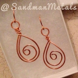 Copper Hoop Earring with Swirl  - Sandman Metals supports narcolepsy cataplexy awareness