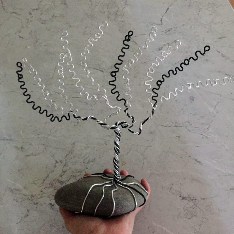 Wire Tree Sculpture: Lake Stone Base, Earring Organizer image 2