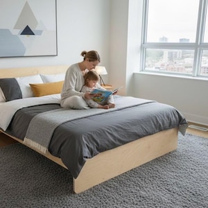 Timora Home Baltic Birch Platform Bed: Tool-Free Assembly, Modern Minimalist Design