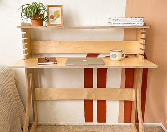 Solid Baltic Birch Standing Desk – Tool-Free Assembly, Adjustable Height Home Office