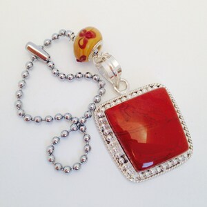 Razzle-Dazzle Solar Quartz and Garnet Fan or Light Pull set in Sterling Silver 2 Rainbow