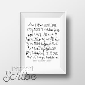 Doe Ray Me &quot;teach us to sing&quot; by Maria Von Trapp from Sound of Music Gray DIGITAL DOWNLOAD