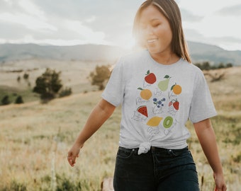 Fruit of the Spirit: Love Joy Peace Patience Kindness Goodness Gentleness Self-Control Galatians Bible Verse Fruit Bella Canvas T Shirt