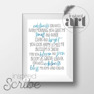 Edelweiss Songtexte von Sound of Music Blue DIGITAL DOWNLOAD