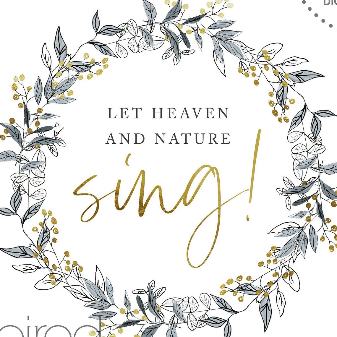 Let Heaven and Nature Sing Botanical Wreath With Gold Accents Instant ...
